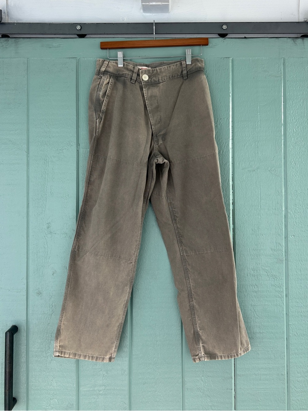 $310 Emma Rothkopf 100% Organic Cotton Cross Front Hunting Pants 4 Lichen Womens